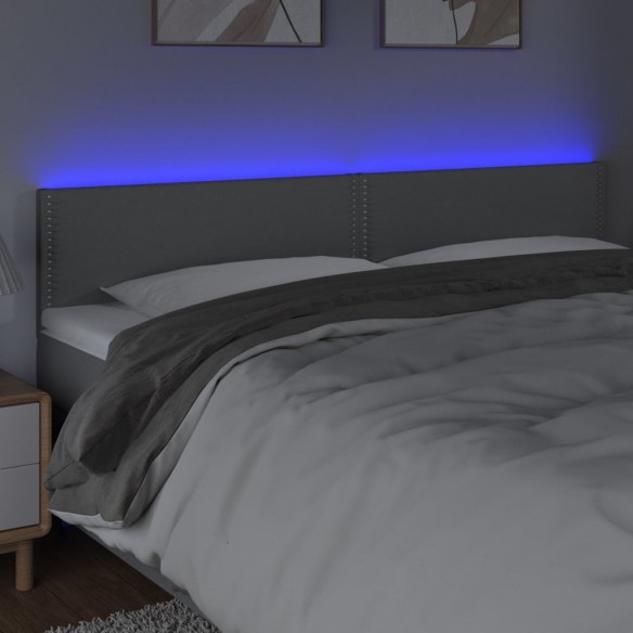 Tête de lit à LED Gris clair 200x5x78/88 cm Tissu