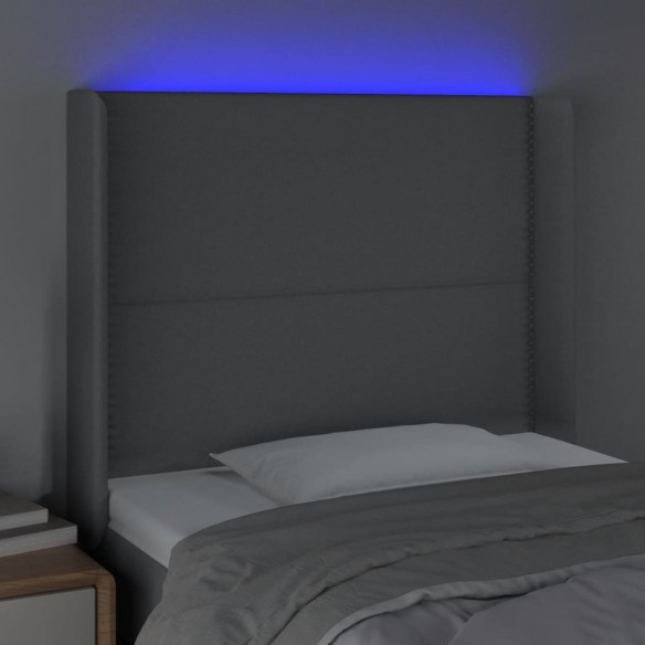 Tête de lit à LED Gris clair 103x16x118/128 cm Tissu