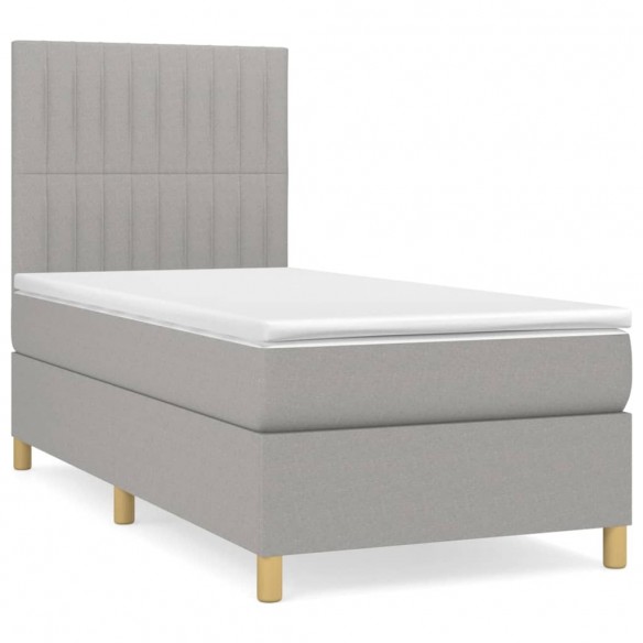 Cadre de lit et matelas Gris clair 90x190 cm Tissu