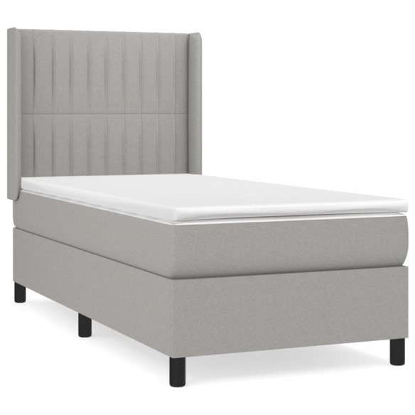 Cadre de lit et matelas Gris clair 90x190 cm Tissu