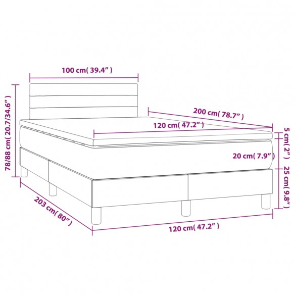 Sommier à lattes de lit avec matelas Taupe 120x200 cm Tissu