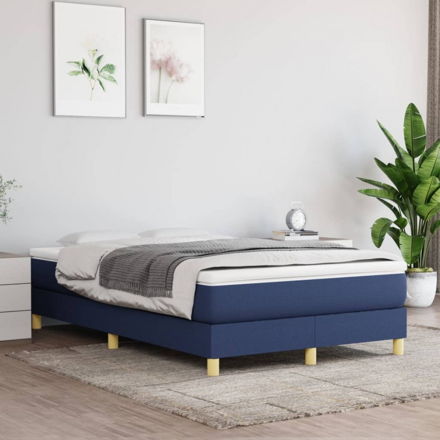 Cadre de lit avec matelas Bleu 120x200 cm Tissu