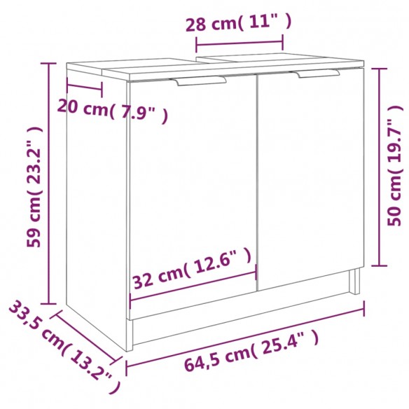 Armoire salle de bain Chêne sonoma 64,5x33,5x59 cm