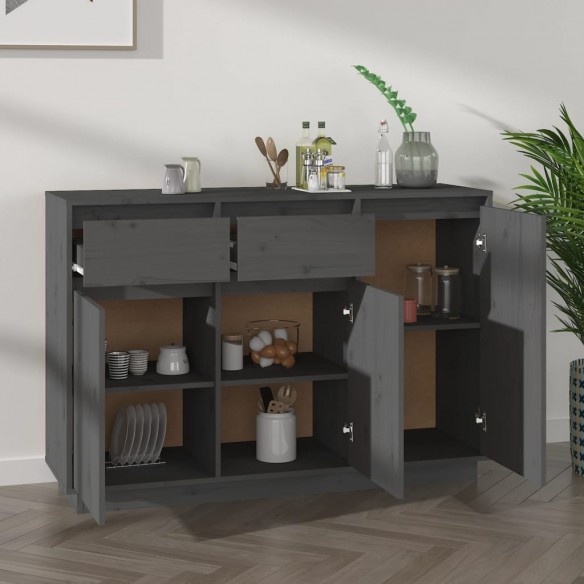 Buffet Gris 110x34x75 cm Bois massif de pin