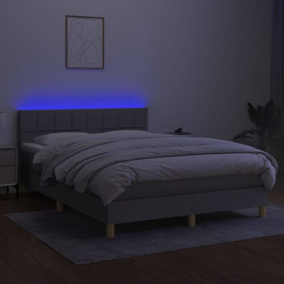 Cadre de lit et matelas et LED Gris clair 140x200 cm