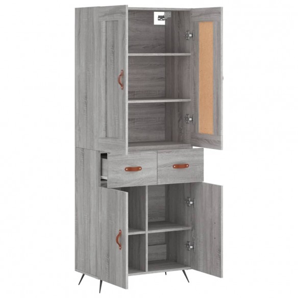 Buffet haut Sonoma gris 69,5x34x180 cm Bois d'ingénierie