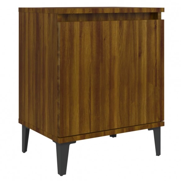 Table de chevet avec pieds en métal Chêne marron 40x30x50 cm