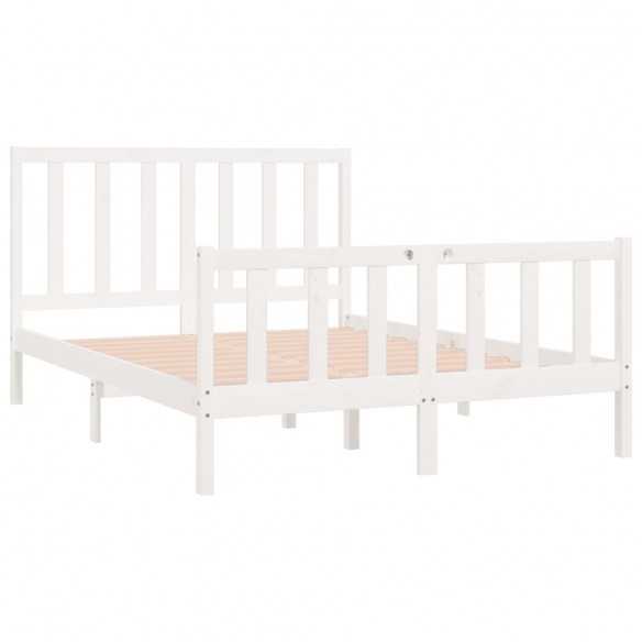 Cadre de lit Blanc Bois massif 120x190 cm Petit Double