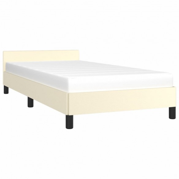 Cadre de lit avec tête de lit Crème 90x190 cm Similicuir
