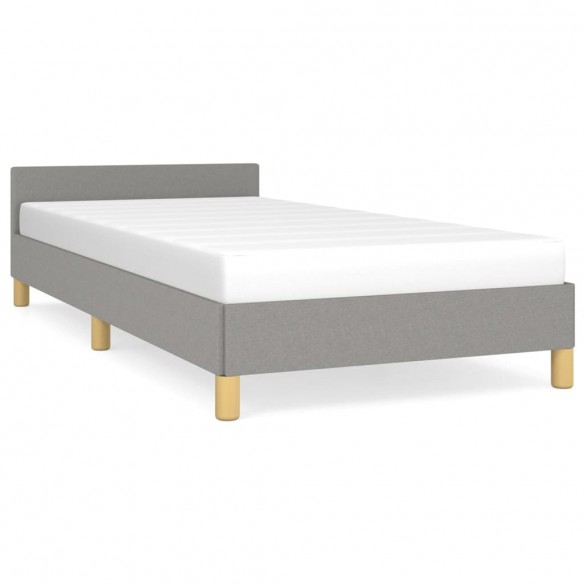 Cadre de lit avec tête de lit Gris clair 90x190 cm Tissu