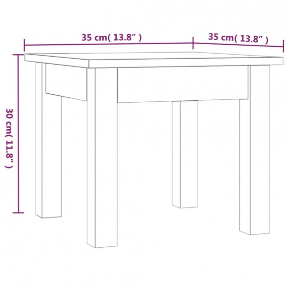 Table basse Blanc 35x35x30 cm Bois massif de pin