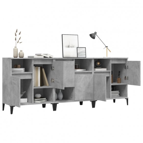 Buffets 3 pcs gris béton 60x35x70 cm bois d'ingénierie