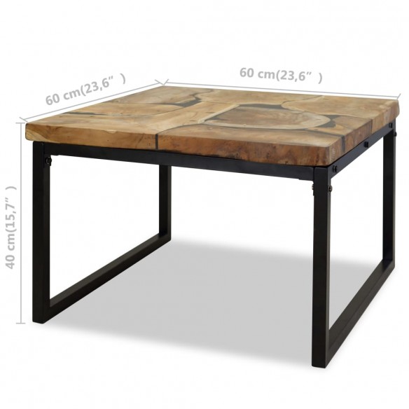 Table basse Teck Résine 60 x 60 x 40 cm