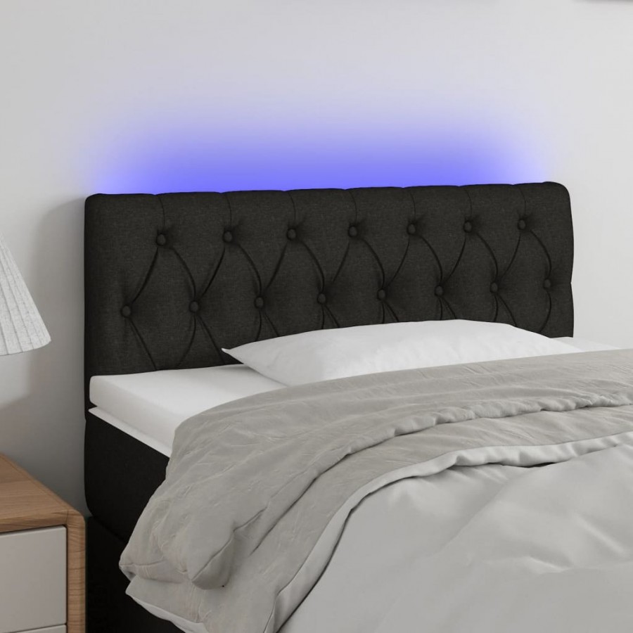 Tête de lit à LED Noir 90x7x78/88 cm Tissu