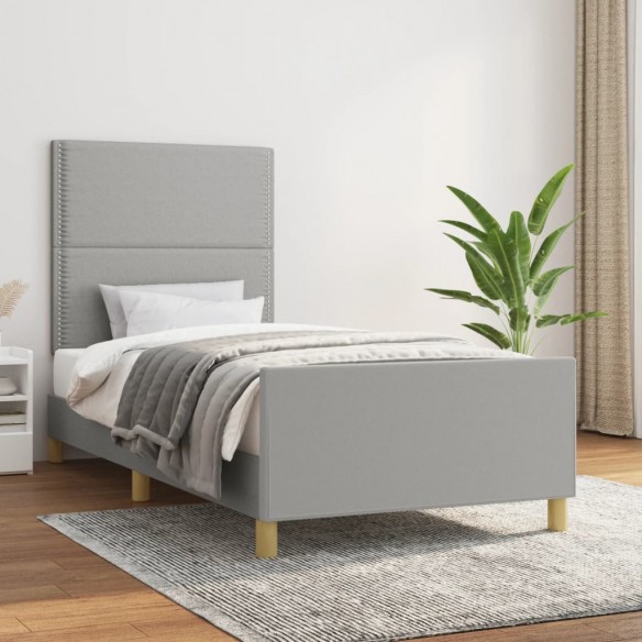 Cadre de lit avec tête de lit Gris clair 100x200 cm Tissu