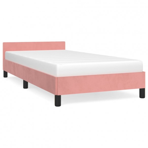 Cadre de lit avec tête de lit Rose 90x190 cm Velours