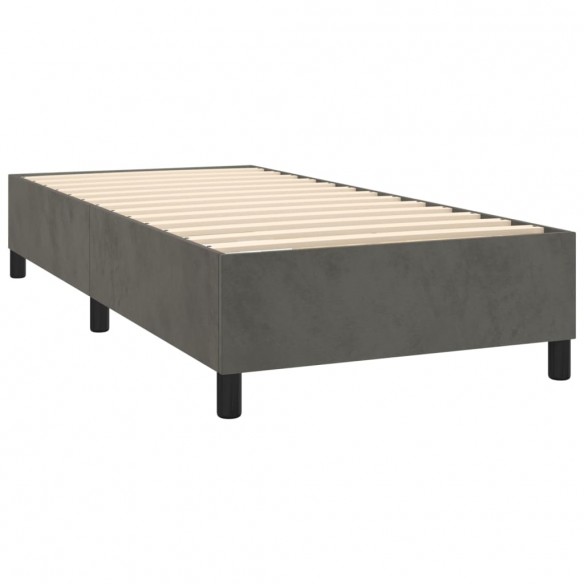 Cadre de lit et matelas Gris foncé 90x190 cm Velours