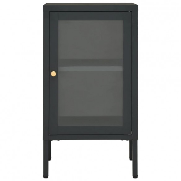 Buffet Anthracite 38x35x70 cm Acier et verre