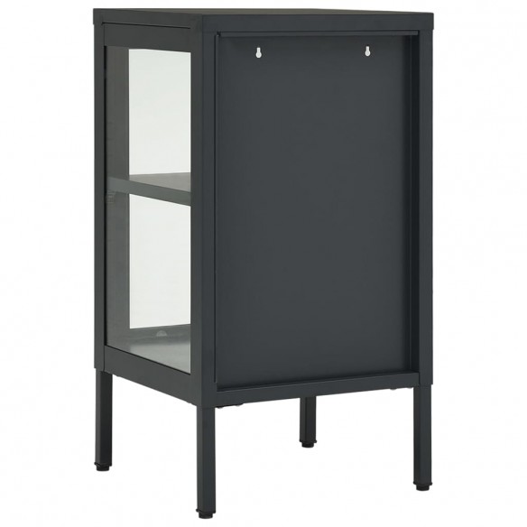 Buffet Anthracite 38x35x70 cm Acier et verre