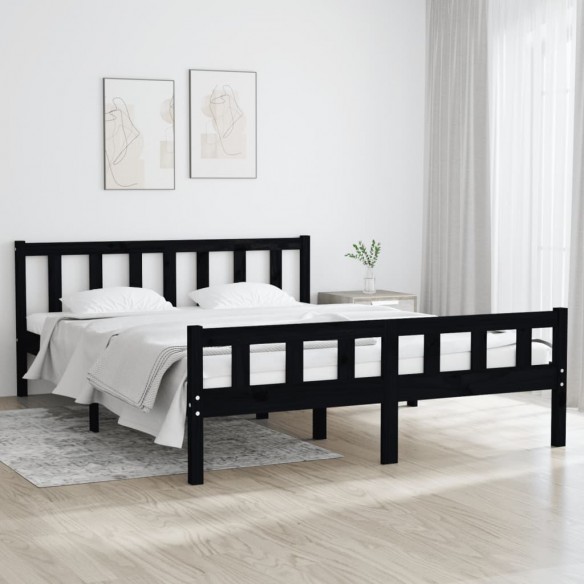 Cadre de lit Noir Bois massif 120x200 cm