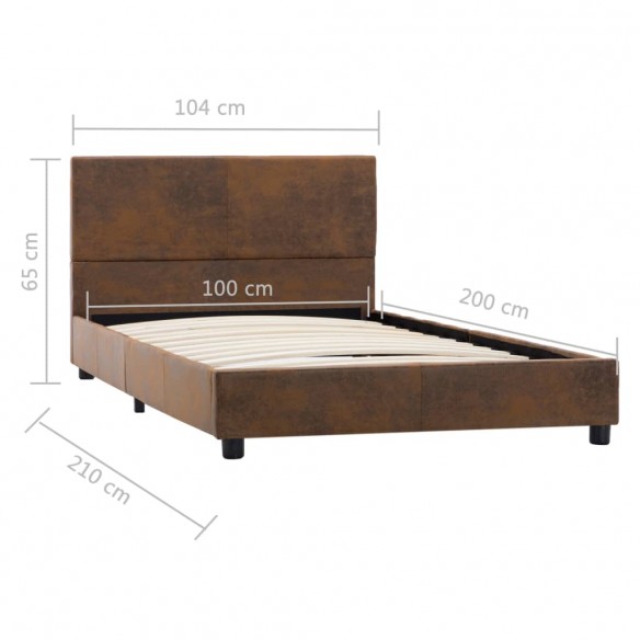 Cadre de lit Marron Similicuir daim 100 x 200 cm