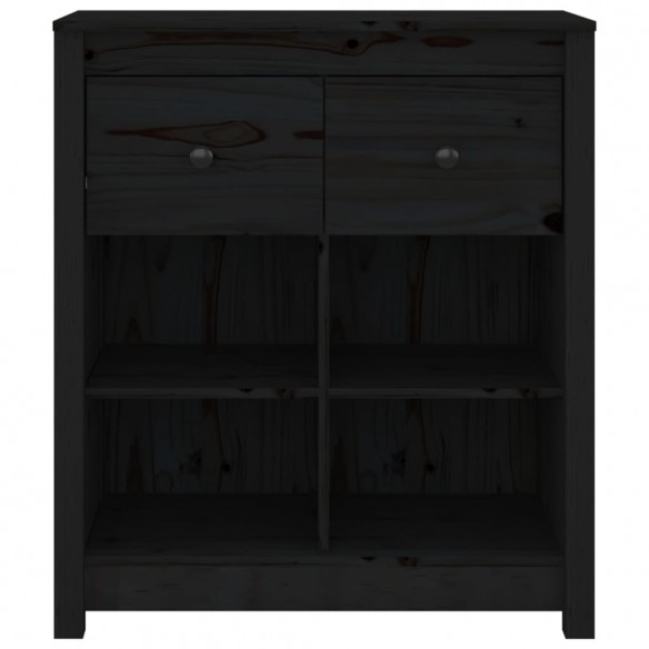 Buffet Noir 70x35x80 cm Bois massif de pin