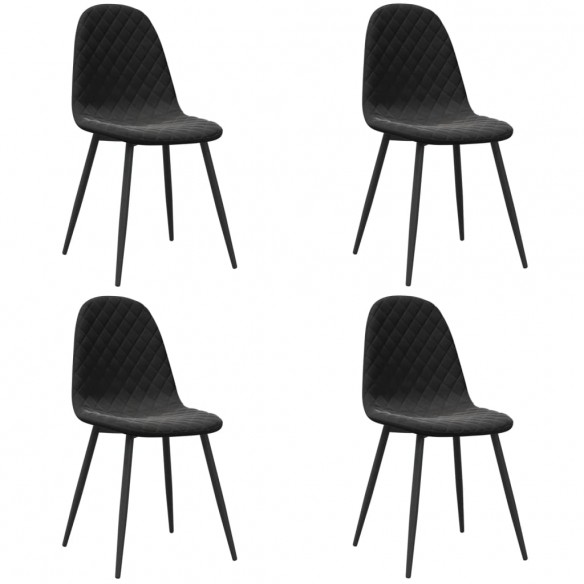 Chaises à manger lot de 4 Noir Velours