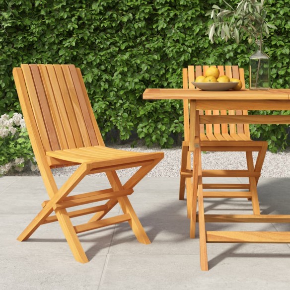 Chaises de jardin pliantes 2 pcs 47x47x89 cm bois massif teck