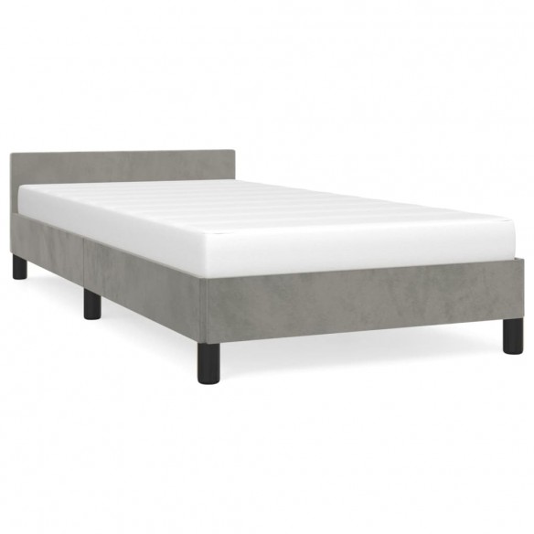 Cadre de lit avec tête de lit Gris clair 100x200 cm Velours