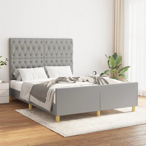 Cadre de lit avec tête de lit Gris clair 140x190 cm Tissu