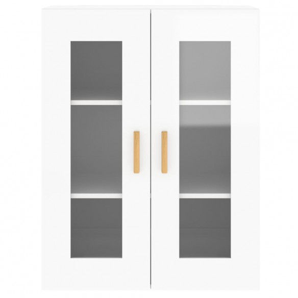 Armoires murales 2 pcs blanc brillant bois d'ingénierie