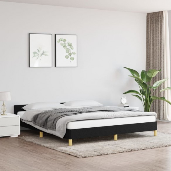 Cadre de lit avec tête de lit Noir 180 x 200 cm Tissu