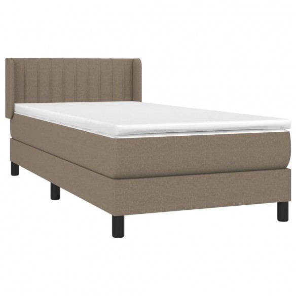 Cadre de lit avec matelas Taupe 100x200 cm Tissu