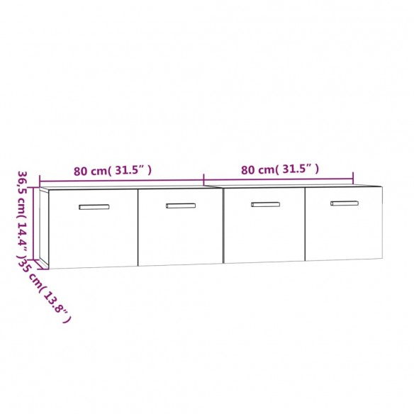 Armoires murales 2 pcs Blanc 80x35x36,5 cm Bois d'ingénierie