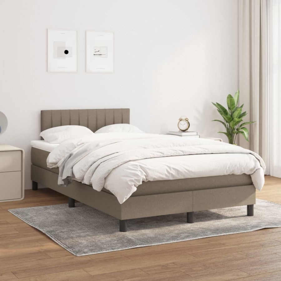 Sommier à lattes de lit avec matelas Taupe 120x200 cm Tissu