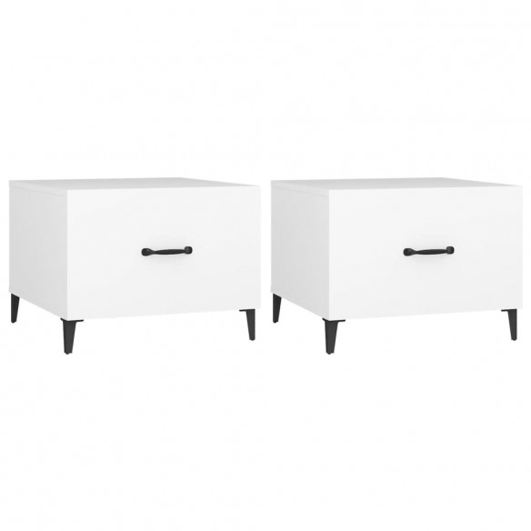 Tables basses avec pieds en métal 2 pcs Blanc 50x50x40 cm