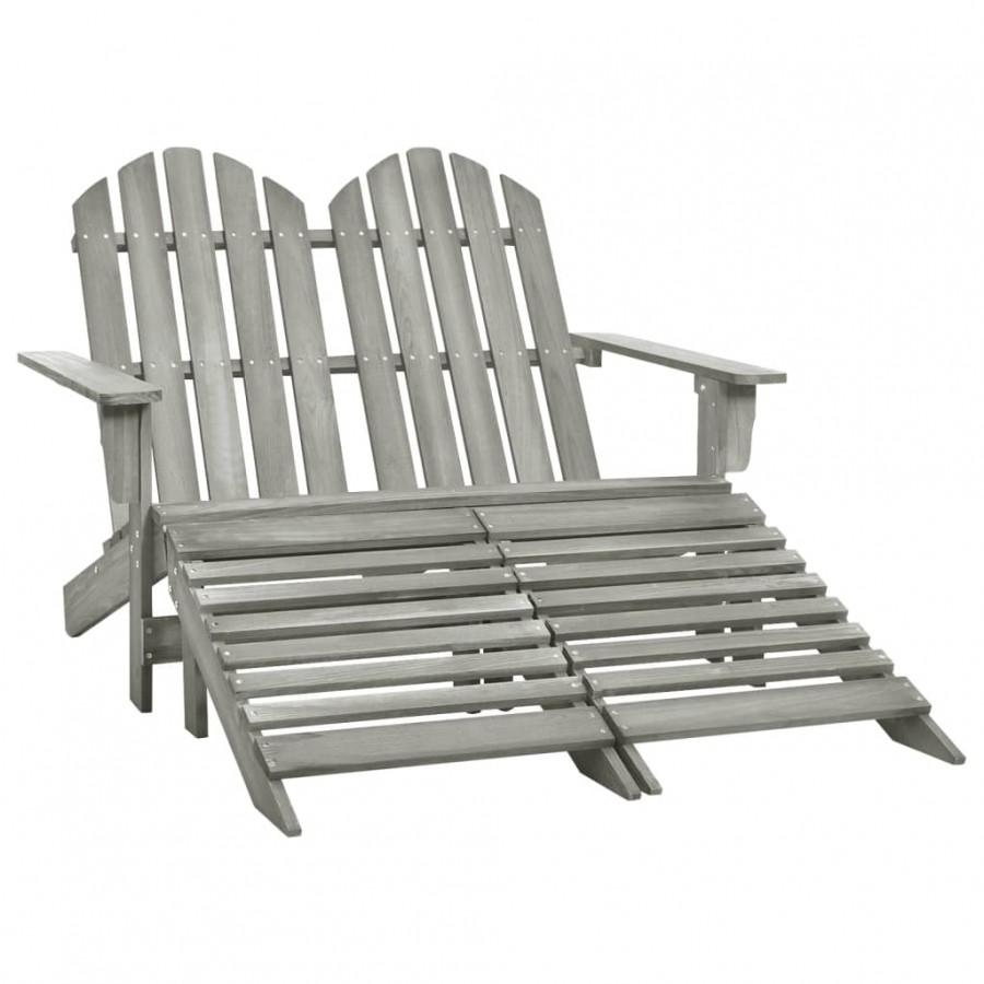 Chaise de jardin Adirondack 2 places et repose-pied Sapin Gris