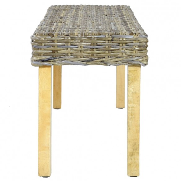 Banc 110 cm Rotin naturel kubu et bois de manguier massif