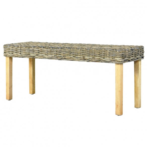 Banc 110 cm Rotin naturel kubu et bois de manguier massif