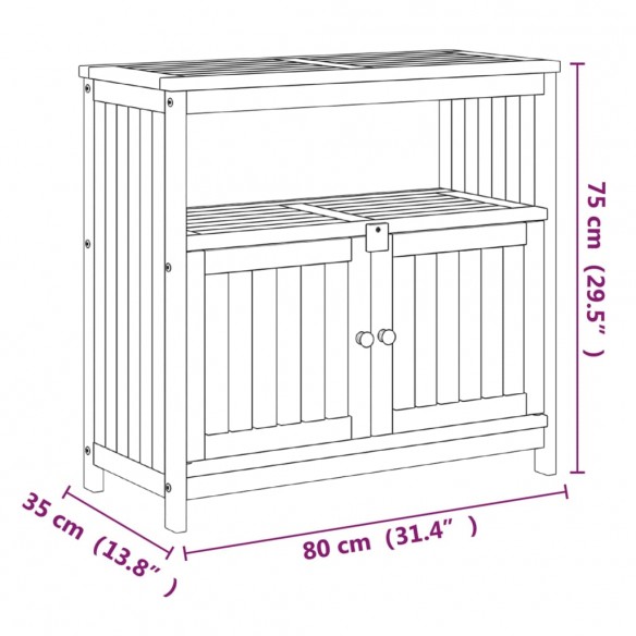 Table console de jardin 80x35x75 cm bois massif d'acacia