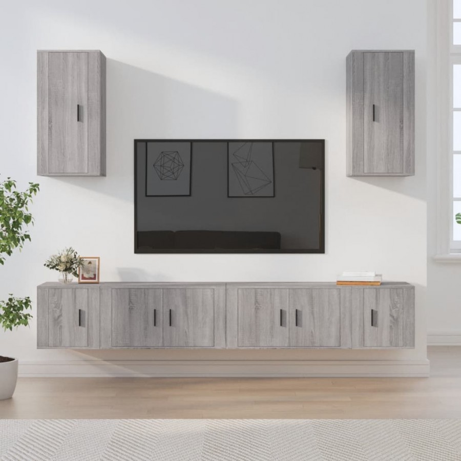 Ensemble de meubles TV 6 pcs Sonoma gris Bois d'ingénierie