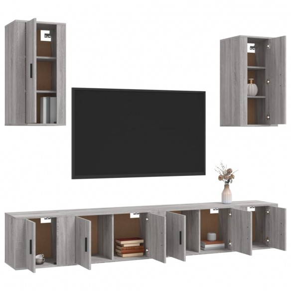 Ensemble de meubles TV 6 pcs Sonoma gris Bois d'ingénierie