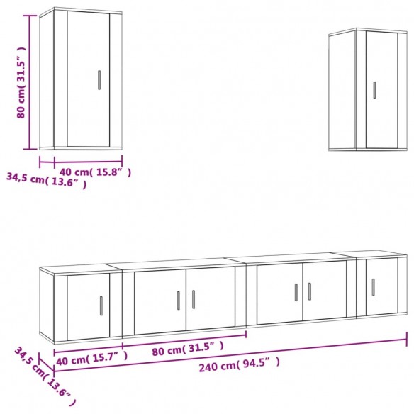 Ensemble de meubles TV 6 pcs Sonoma gris Bois d'ingénierie