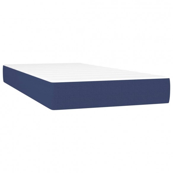 Cadre de lit matelas et LED Bleu 90x200 cm Tissu