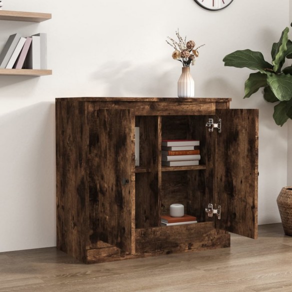 Buffet chêne fumé 70x35,5x67,5 cm bois d'ingénierie