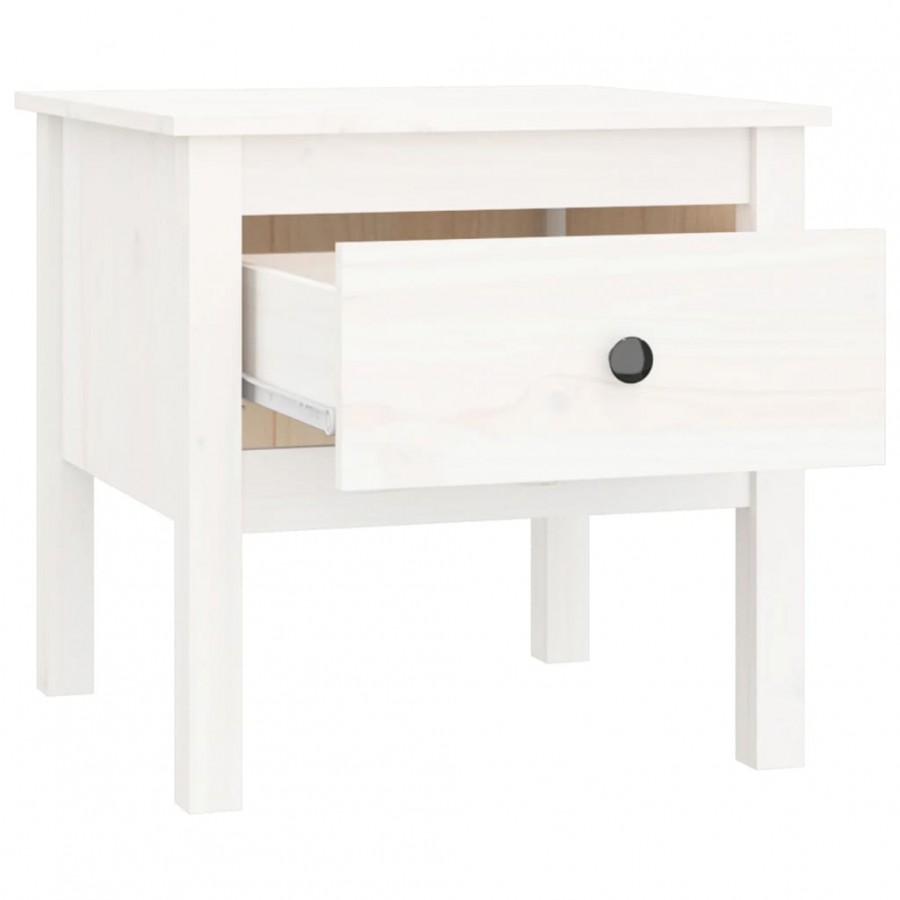 Table d'appoint Blanc 50x50x49 cm Bois massif de pin