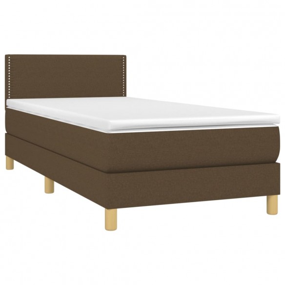 Cadre de lit avec matelas Marron foncé 90x200 cm