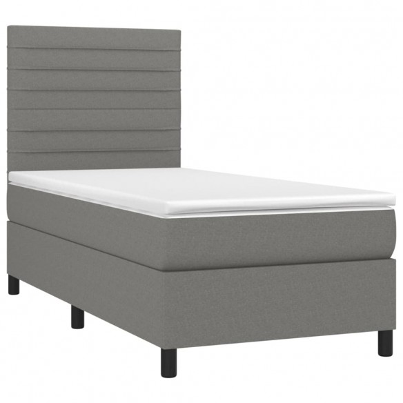 Cadre de lit avec matelas et LED Gris foncé 80x200cm