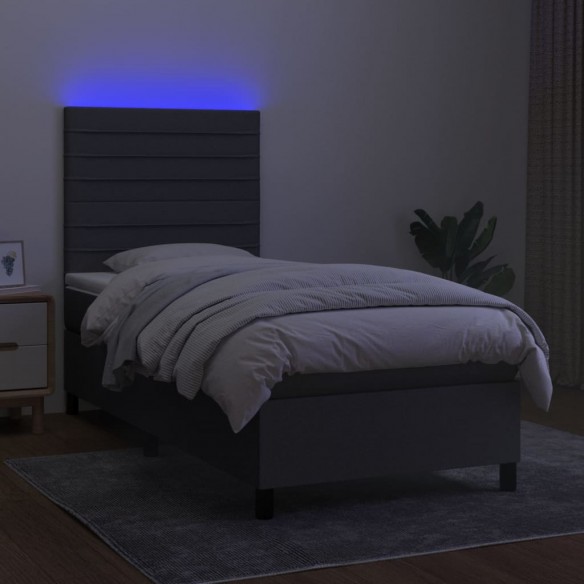 Cadre de lit avec matelas et LED Gris foncé 80x200cm