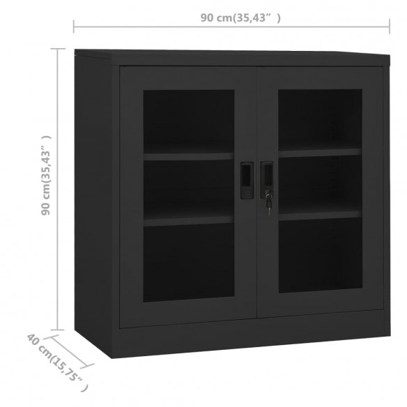 Armoire de bureau Anthracite 90x40x90 cm Acier